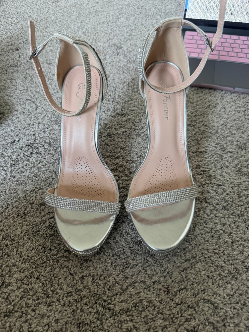 Amazon Silver Rhinestone Platform High Heel Sandals - Picture 2 of 2